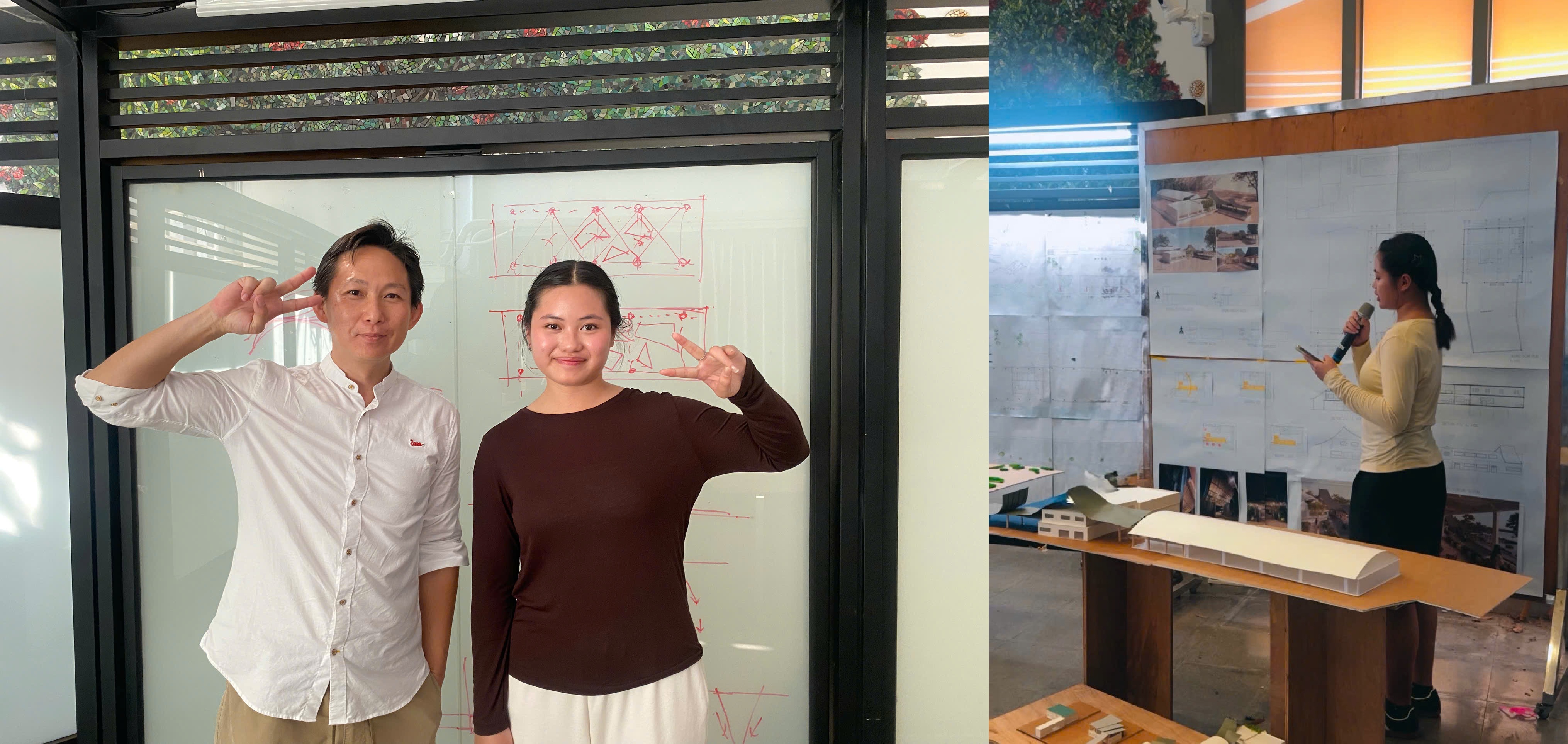 Hình 2. SV Nguyễn Phan Thùy Linh cùng giảng viên tại NUK